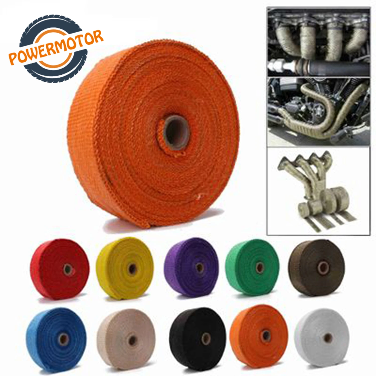 2.5cm5/10/15/20M Car Motorcycle Exhaust Thermal Exhaust Tape Exhaust Heat Tape Wrap Pipe Wrap Shields Manifold Header Insulation