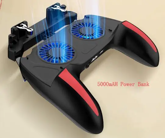 5000mAh Power Bank Pubg контроллер геймпад Pubg мобильный триггер L1R1 джойстик для шутеров игровой коврик держатель телефона 2 кулера вентилятор с 5000 мАч power Bank - Color: 5000mAh Power Bank