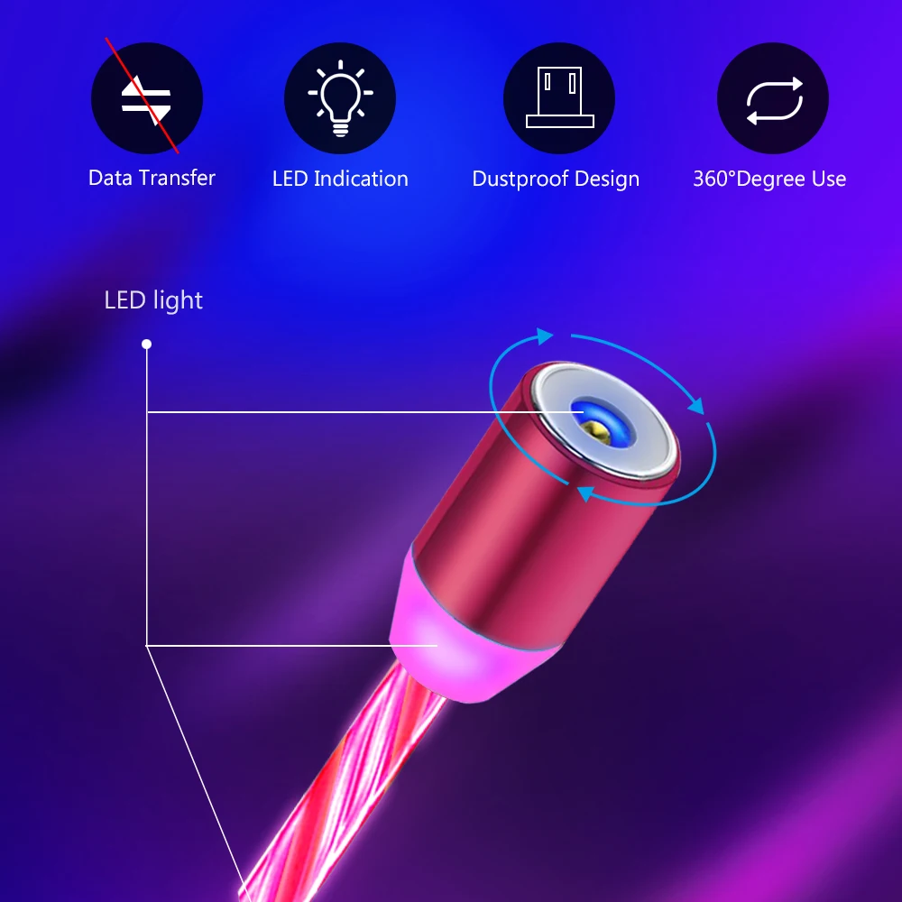 Зарядный кабель Micro USB со светодиодной подсветкой для Nokia 7 2 8 1 Samsung S9 Sony Xperia 5 10 Redmi 8A