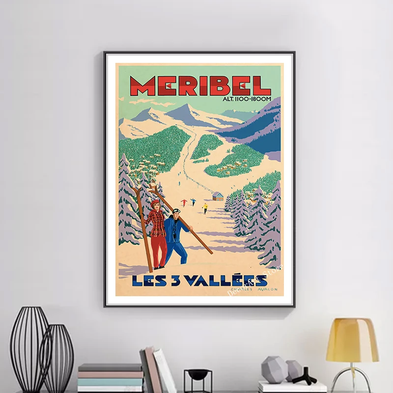 Лыжи в Альпах Австралия Новая Зеландия холст живопись старинные стены крафт