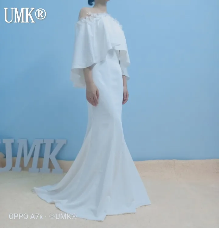 UMK простой цветной Русалка свадебное платье 2020 элегантное с открытыми плечами