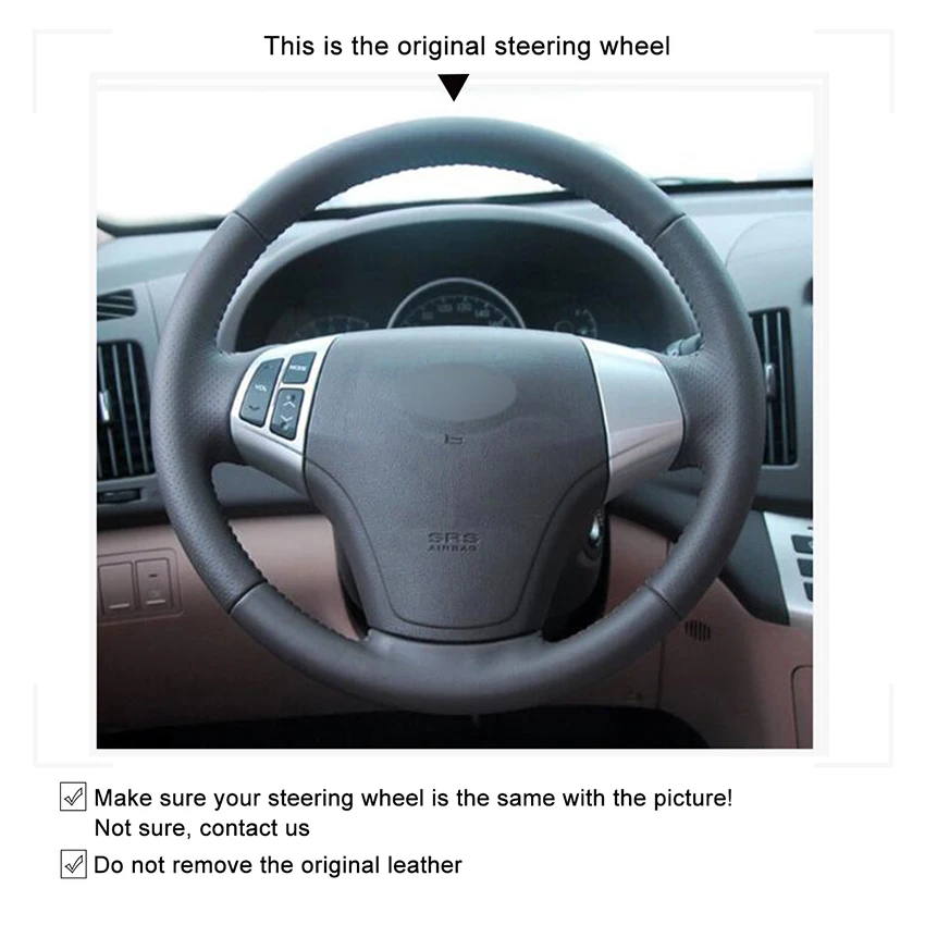 Прошитый вручную черный красный кожаный Противоскользящий чехол рулевого