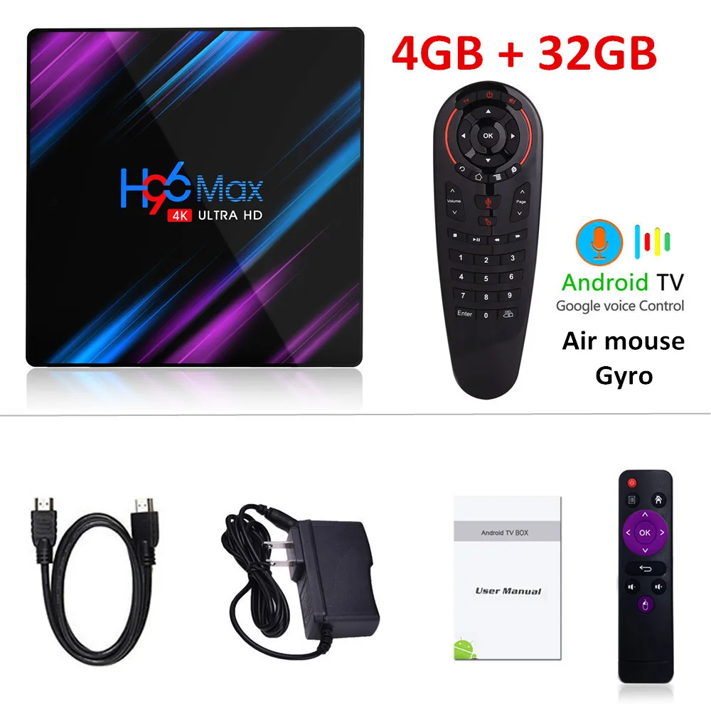 4G32G G30 voice H96 MAX tv Box Android 9,0 Rockchip RK3318 4G 32GB 64GB USB3.0 H.265 WiFi Bluetooth 4,0 4K 3D Android box потоковый медиаплеер - Цвет: 4G32G G30 voice