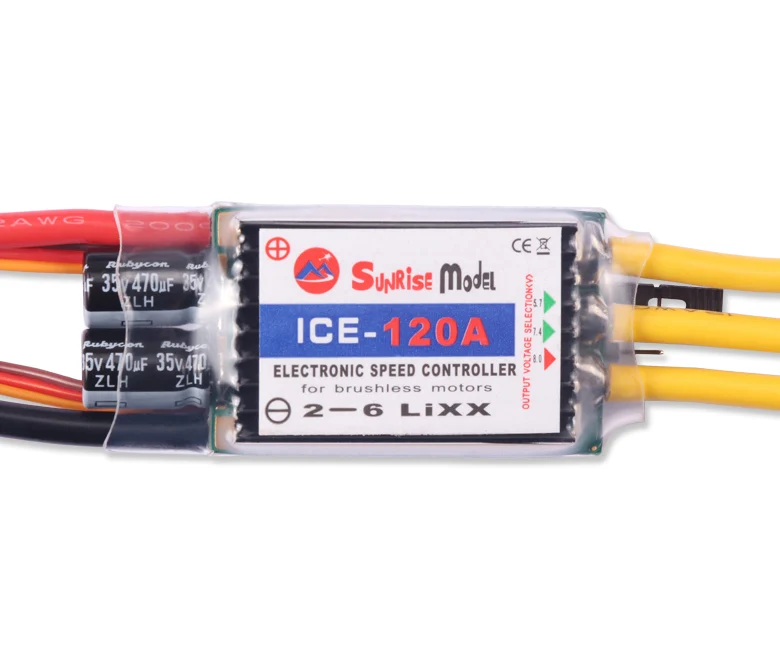 

50*30 мм SunriseModel ICE 120A 2-6S бесщеточный ESC с 5,7 V-7,4 V-8,0 V/12A BEC для радиоуправляемой модели самолета вертолета дрона DIY части