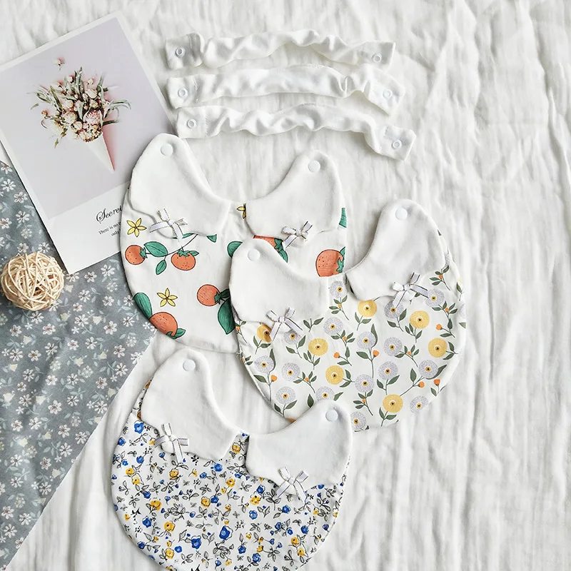 

Newborn Baby Bibs Fashion Fake Collar Neck Wear Breathable With Button Cotton Saliva Towel Kids Feeding Accessories Maternal