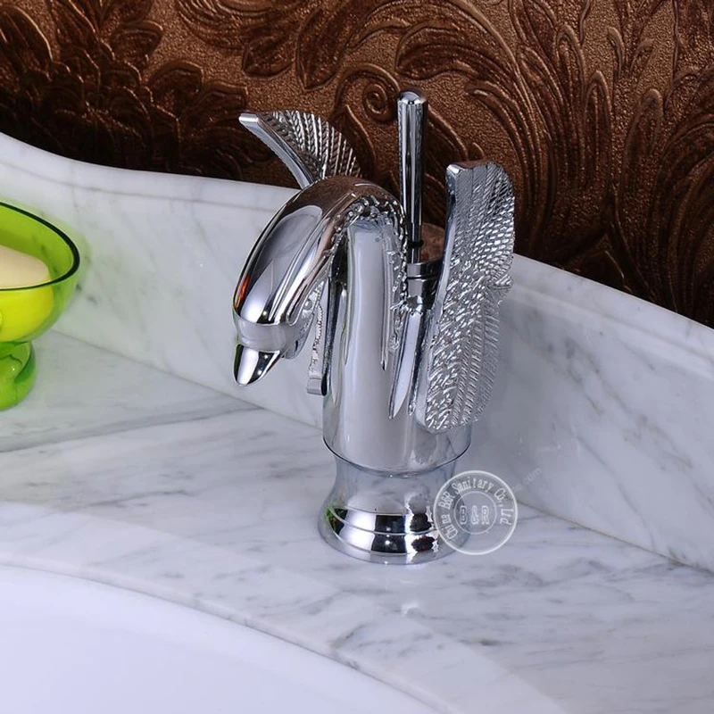 

bathroom tap mixer swan bathroom basin taps desk mounted basin animal faucet chromed tap Free shipping br-11004