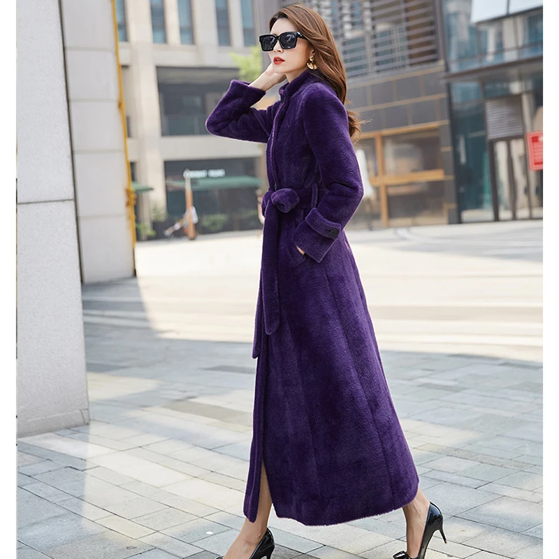 2022 Winter Jacket Women elegant Long Overcoat Female Mink Fleece Warm Jackets Manteau Femme Plus size slim mink fur coat | Женская