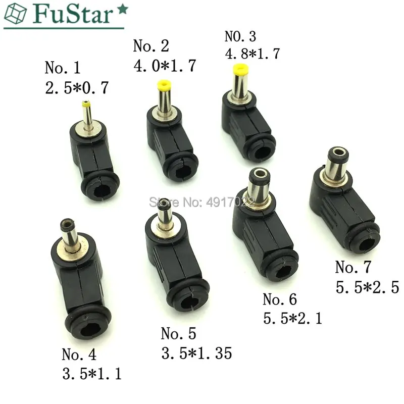 10 шт. адаптер питания постоянного тока с штекером 90 градусов Штекер 5 5x2 1 мм 4 8x1 7 0x1