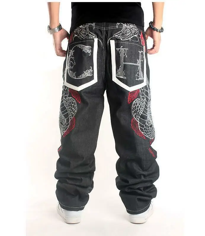 

Men's Skate Baggy Loose embroidery Rap Hip Hop Jeans Denim Trousers Pants hugg