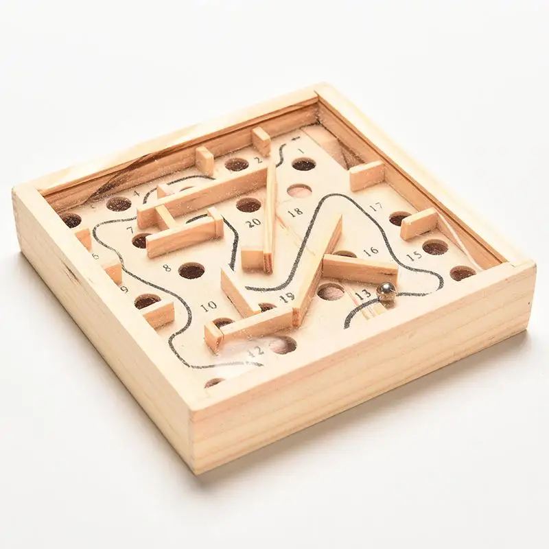 

New Solitaire Game Wooden Puzzle Toy Maze Board Kids Children Learning Intelligence Game Classic Labyrinth Balance Board Puzzles