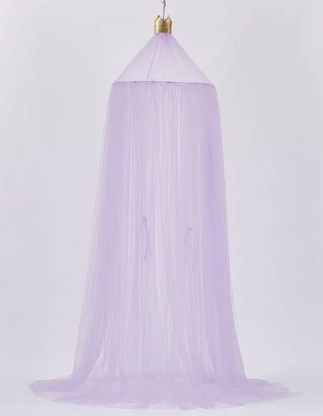 purple 7 layer yarn Детская балдахин круглая москитная сетка принцесса кровать балдахин девушки шторы постельные принадлежности кроватка палатка украшение детской комнаты - Цвет: purple 7 layer yarn