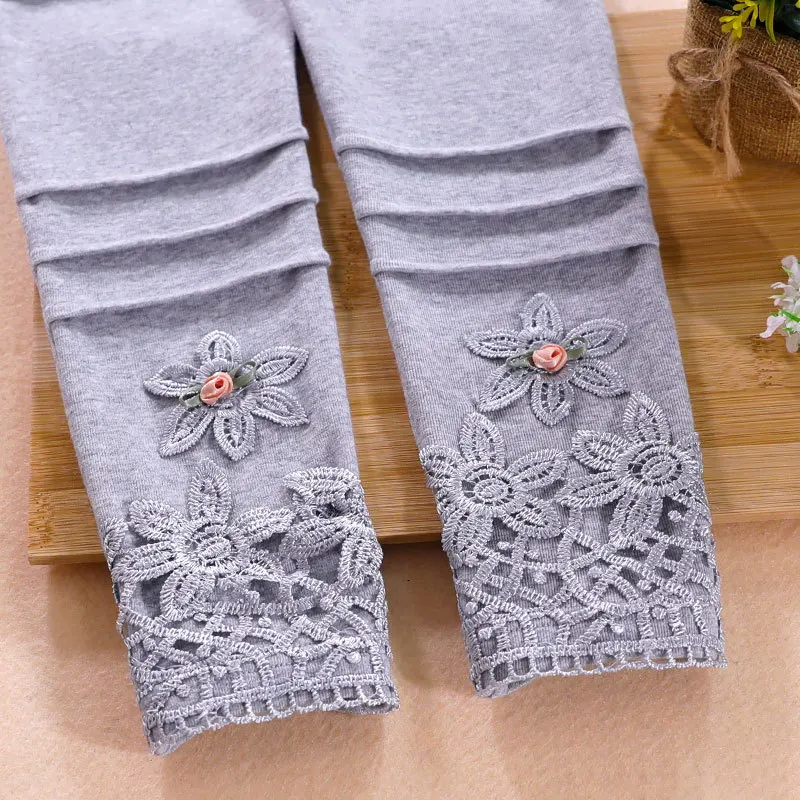 Штаны для маленьких девочек осенне зимние хлопковые леггинсы с цветочным