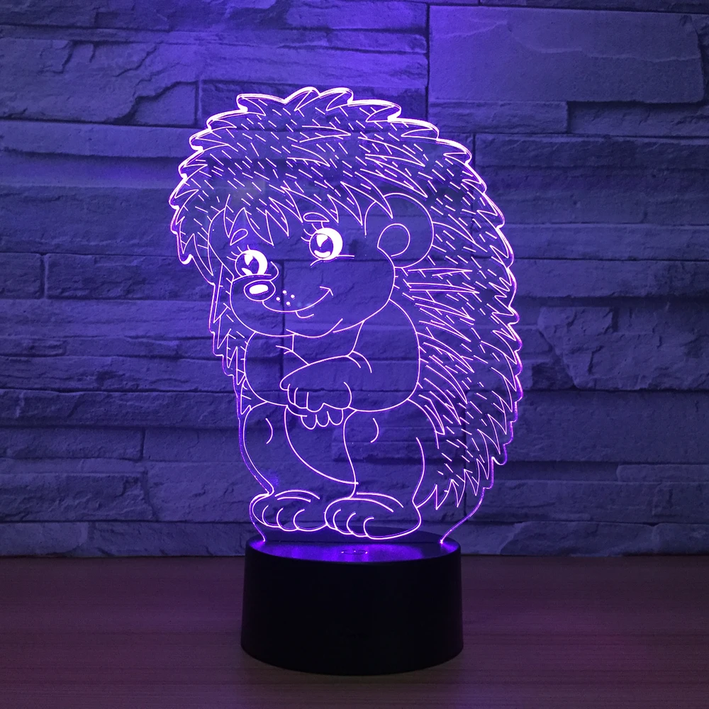 USB LED пользовательский Ежик акриловый 3D ночник цветной пульт дистанционного