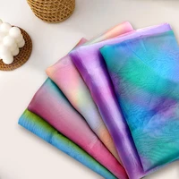 colorful tie dye tulle mesh fabrics rainbow color organza fabrics for girls dress making handmade diy headwear clothing 90150cm