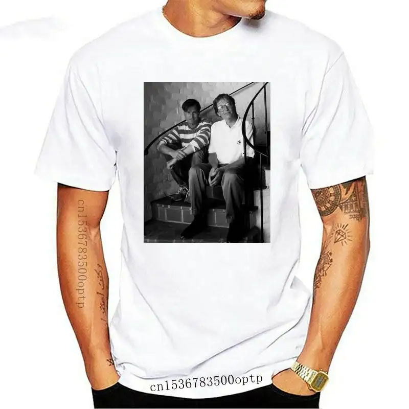 

New funny t shirts Nueva Publiciteez Bill Gates Y Steve Jobs Foto Playera Men T-shirt