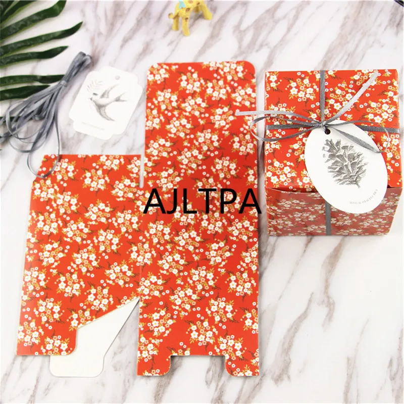 

100set/lot Wedding Decorations Candy Box Floral Candy Box Card Wedding Favors Gifts Baby Shower Candy Boxes Red Gift Box CT0220