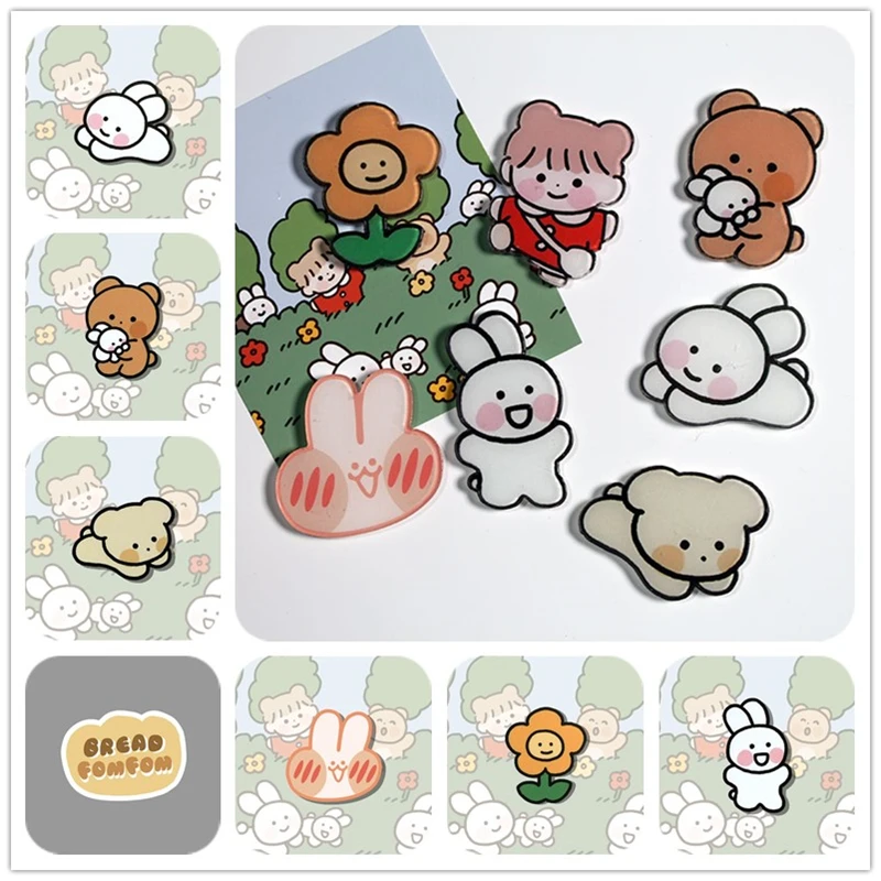 Акриловая брошь каваи значок кролика и медведя аниме для одежды рюкзака Женская