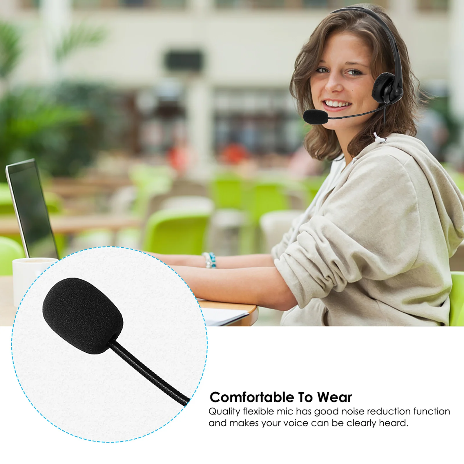 

USB Wired Headset Earphone With Noise Concealing Microphone For Laptop Desktop Corded Telephone HT101U