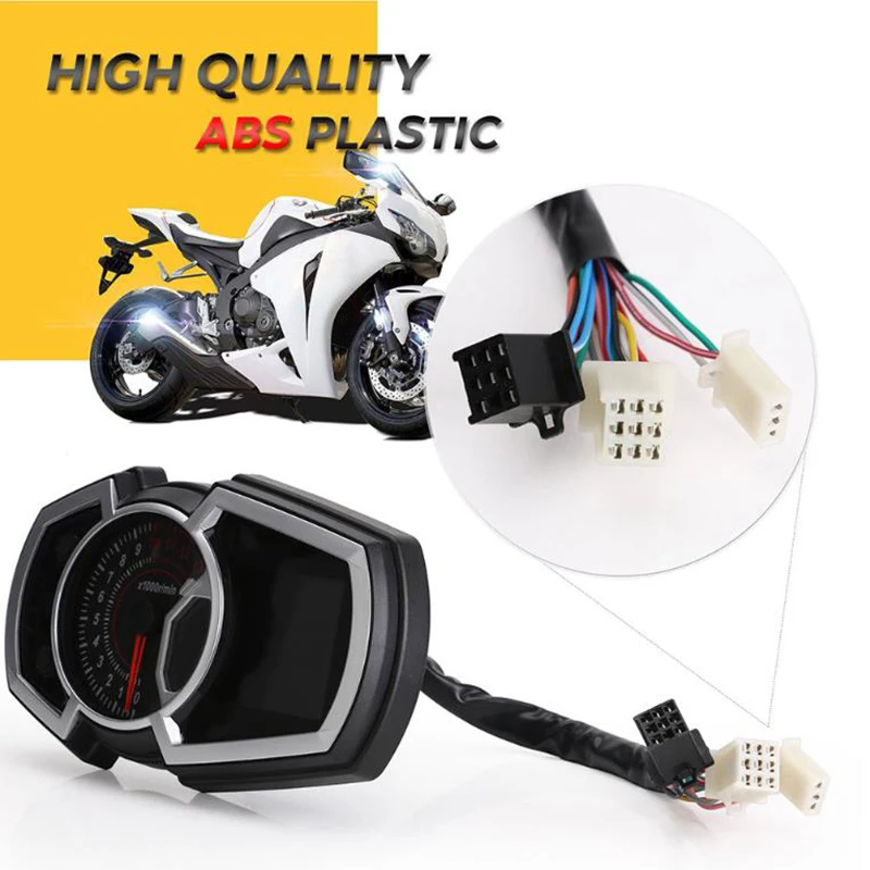 

Motorcycle Speedometer Odometer Backlight Tachometer Dashboard Digital Panel DIY Universal for 1/2/4 Cylinder