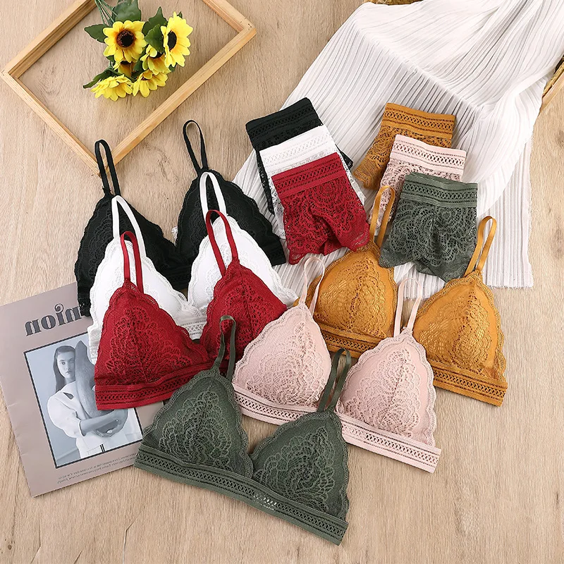 

Lace Bralette Set Women Underwear Set Sexy Top Fashion Brand Design Bra And Panties Free Size Thin Cup Lingerie Sets