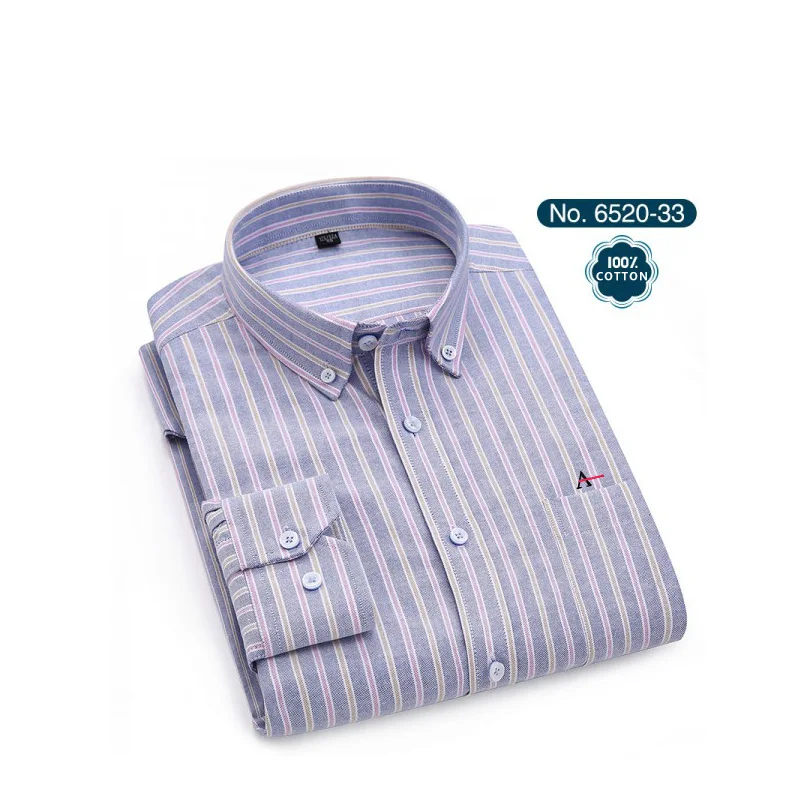6520-33(8) Новинка года. Качественные мужские рубашки в полоску ARAMY Camisa. Мужские рубашки с вышивкой - Цвет: 6520-33(8)