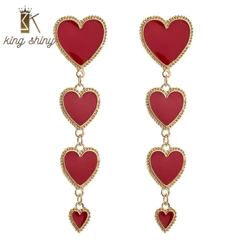 

2020 New Arrival Korean Long Tassel Earrings for Woman Multi Layers Dropping Oil Heart Long Drop Tassel Earring for Fashion Lady
