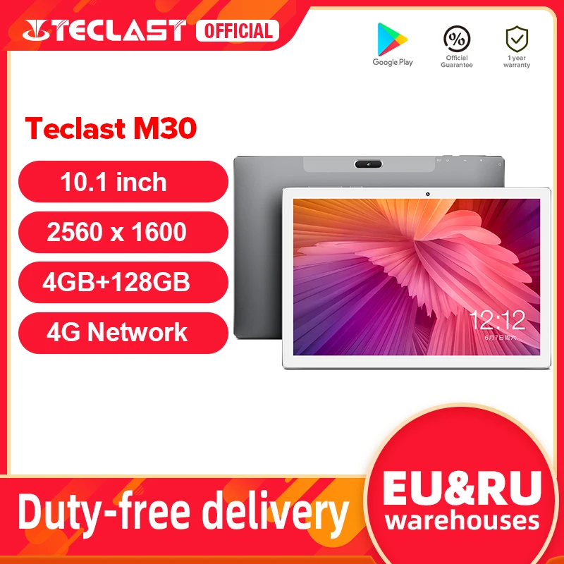 

Teclast M30 10.1 inch Tablet 2560x1600 2.5K IPS Screen 4G Phablet MT6797 X27 Deca Core 4GB RAM 128GB ROM Android 8.0 Tablets pc