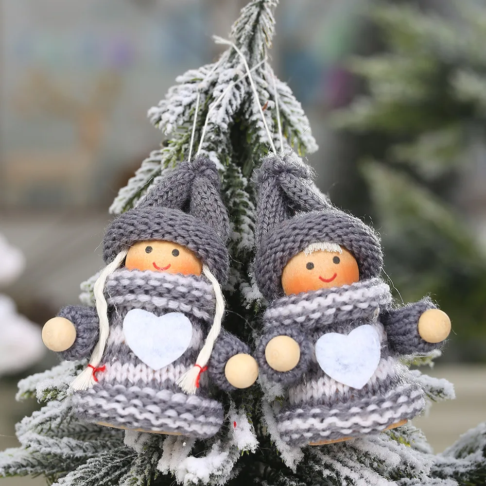 Cute Knitted Pendant Doll New Year Wooden Christmas Tree Decorations for Home Ornaments Gift | Дом и сад