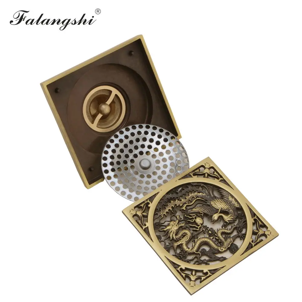 100х100 мм Сливная крышка для пола медный душевой трап с изображением античного