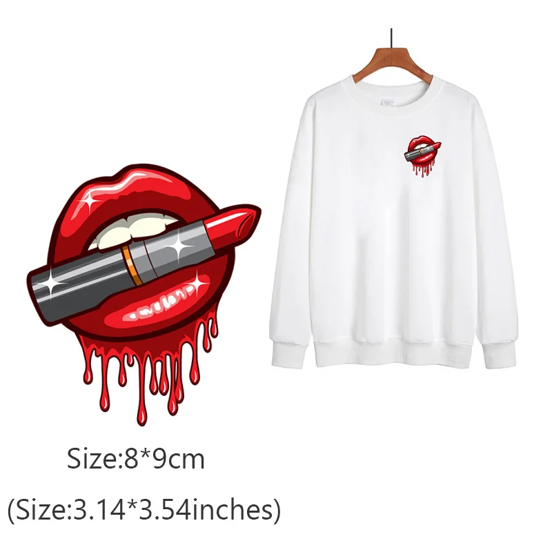 Сексуальные красные губы и макияжные нашивки для одежды самодельные футболок