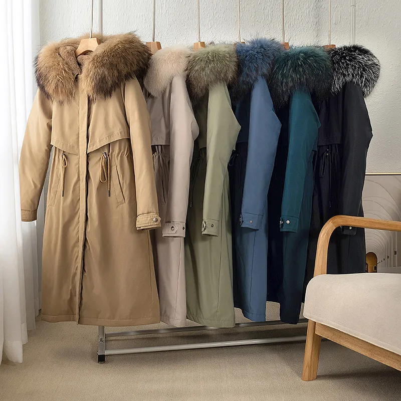 Cotton Liner Parker Parkas Fashion Winter Jacket Women Casual Solid Long Hooded Parka Coat With Fur Collar chamarras de mujer