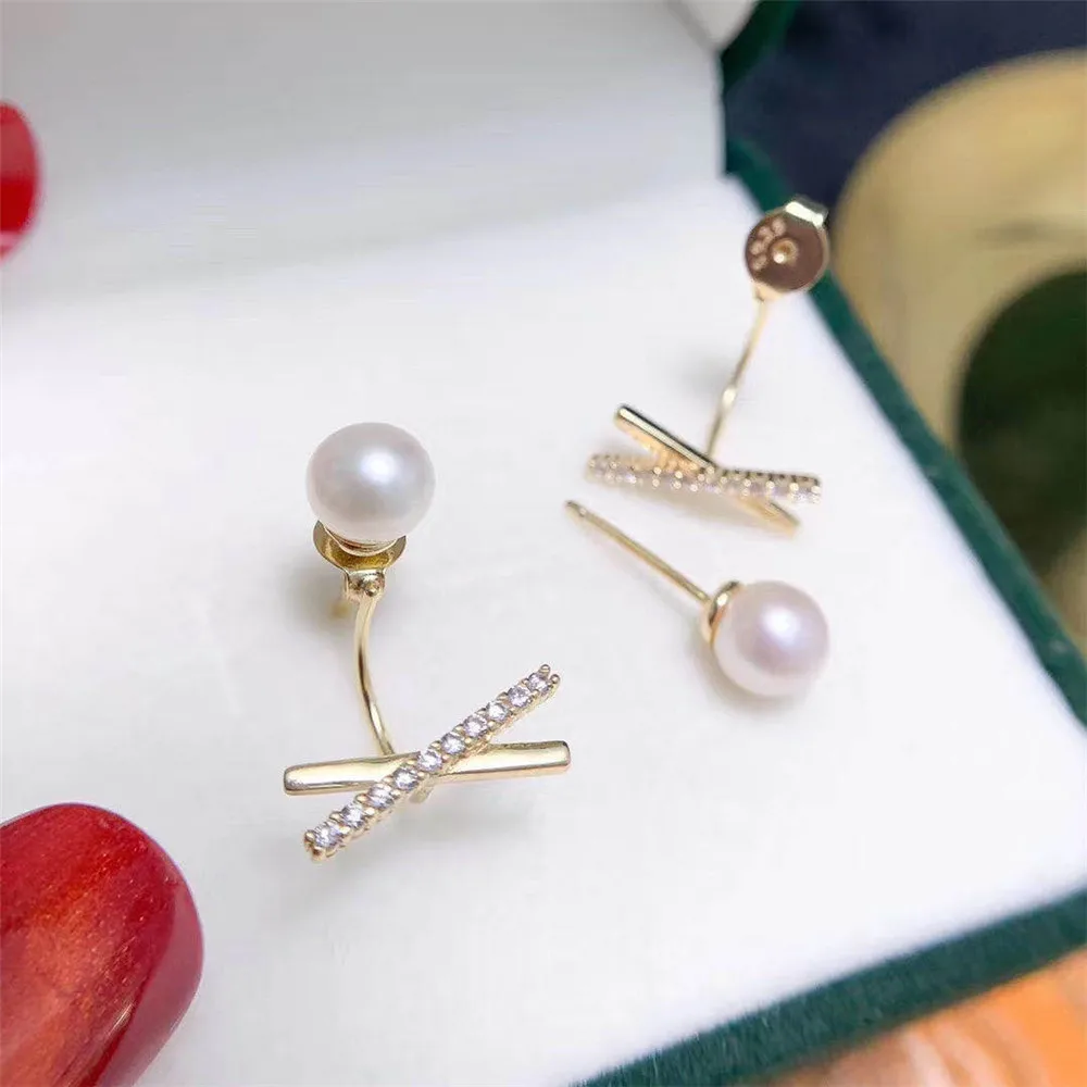 

Real Solid 925 Sterling Silver Pearl Stud Earrings Accessories Findings DIY Jewelry Ear Hook Blank Empty Support