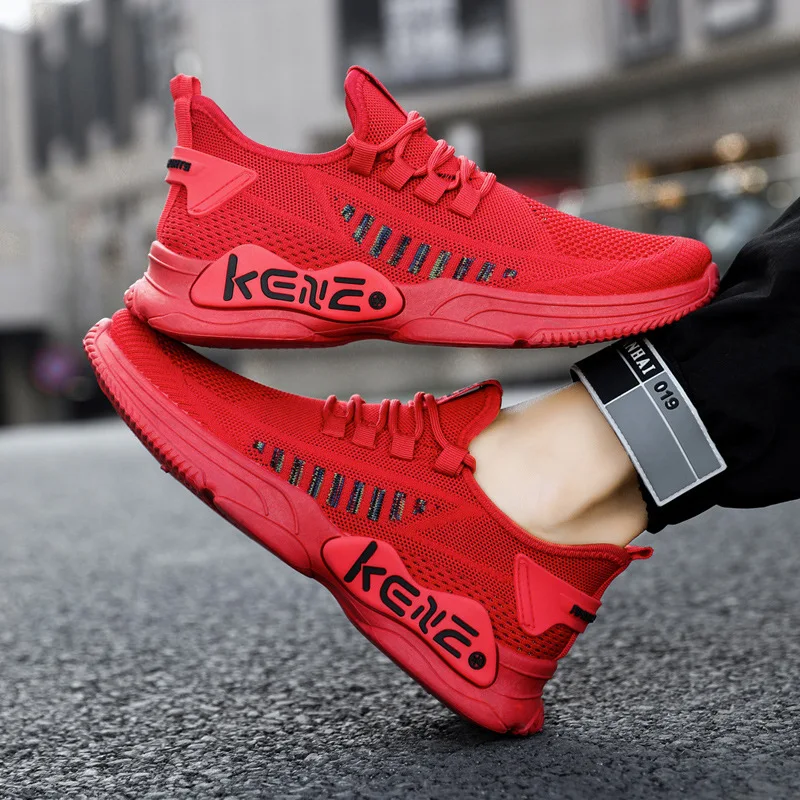 

2021 Spring New plus Size Men's Shoes Breathable Mesh Casual Sneakers Trendy Running Shoes Flat Shoes
