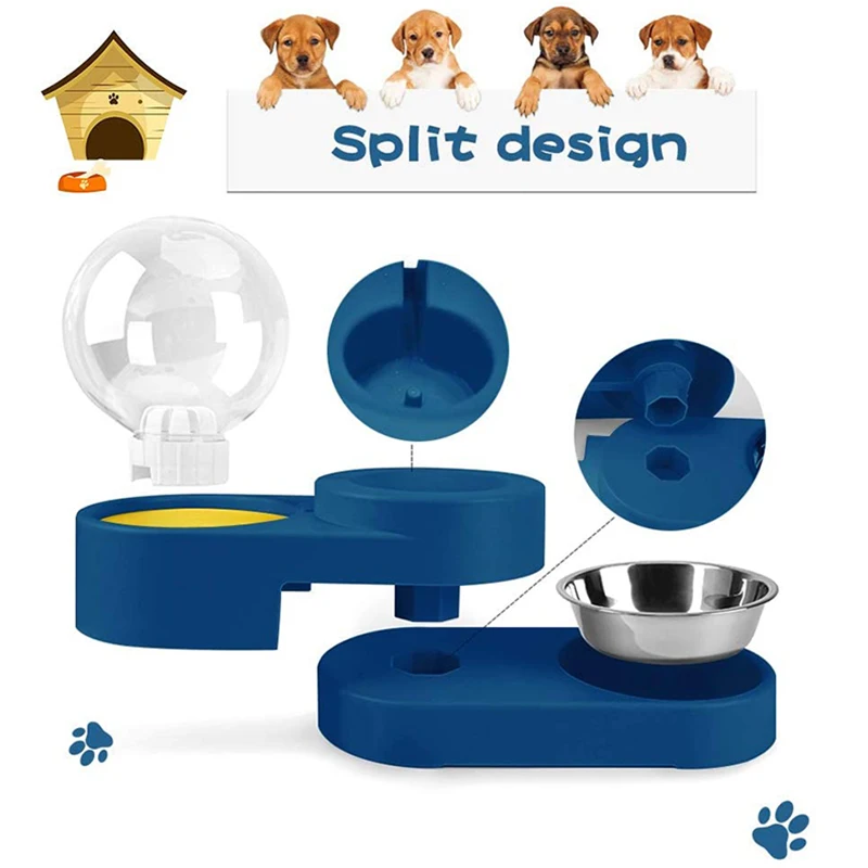 

Double Cat Bowls,Dog Bowls and Cat Food Bowls with Pets Automatic Water Dispenser for Small Dogs and Cats