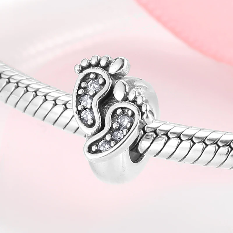 100% 925 пробы серебряные прозрачные силиконовые бусины с кубическим цирконием