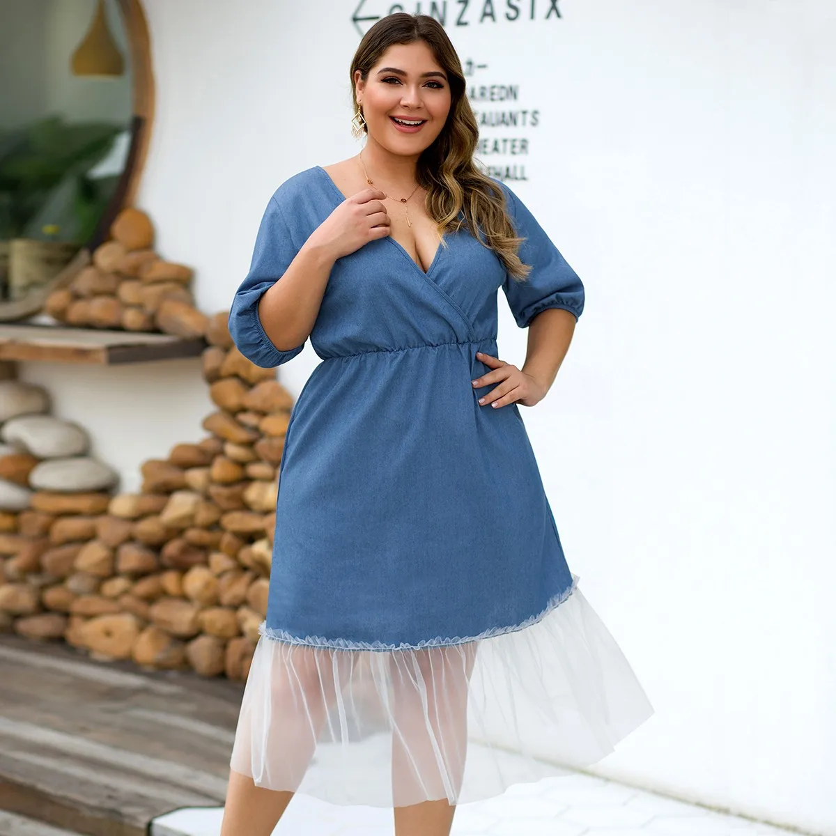 Женская джинсовая рубашка с коротким рукавом модная Свободная блузка размера