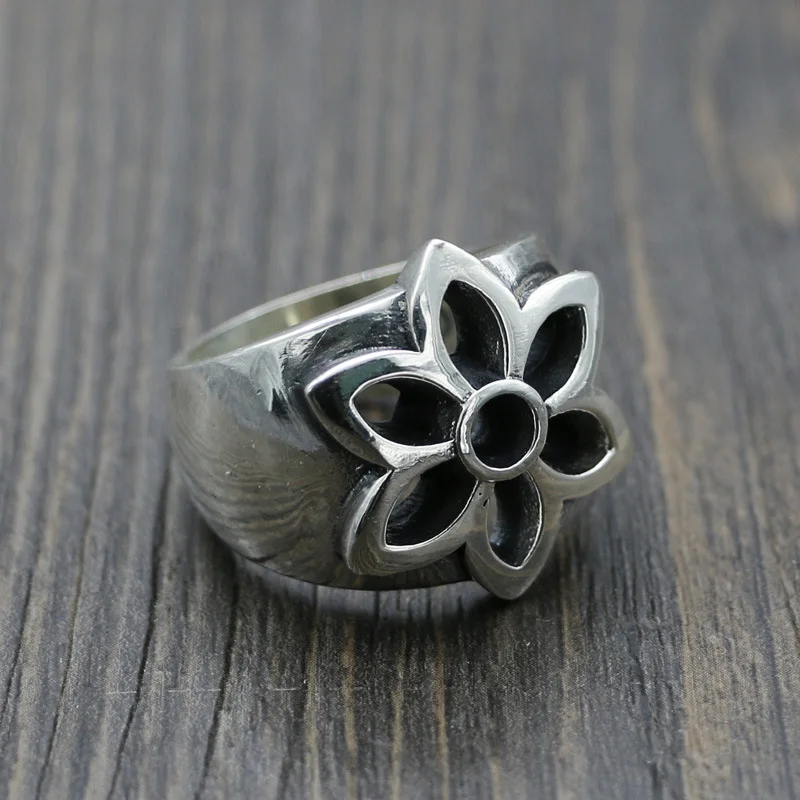

s925 sterling silver cherry blossom ring punk accessories retro domineering sonnet retro hipster personality ring
