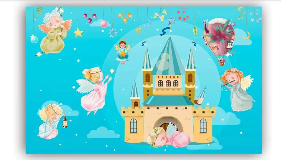 3D обои Milofi на заказ Фреска замок феи эльф воздушный шар фон для детской комнаты