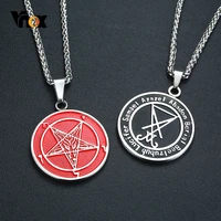 vnox both sides wearable baphomet goat sigil of lucifer necklace for men stainless steel pendant casual male jewelry