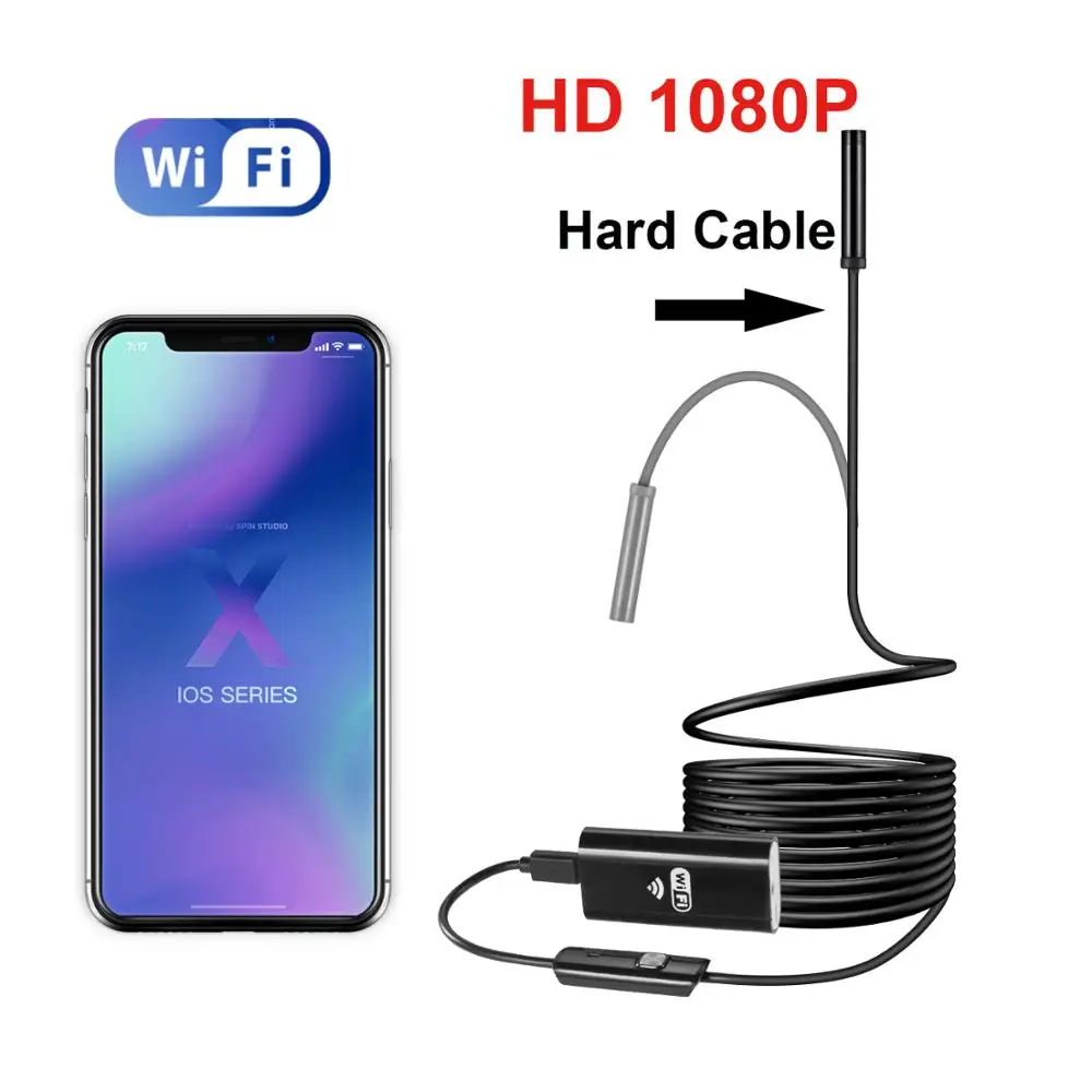 8 мм 2/3/5M WIFI эндоскоп камера 720 P/1080 P Мини водонепроницаемая камера наблюдения камера USB эндоскоп бороскоп IOS эндоскоп для Iphone - Цвет: HD 1080P Hard Cable