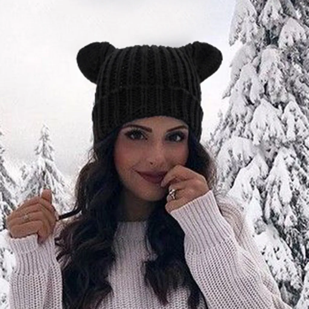 Унисекс Одноцветный головной убор с флисовой подкладкой Вязаная Шапка бини