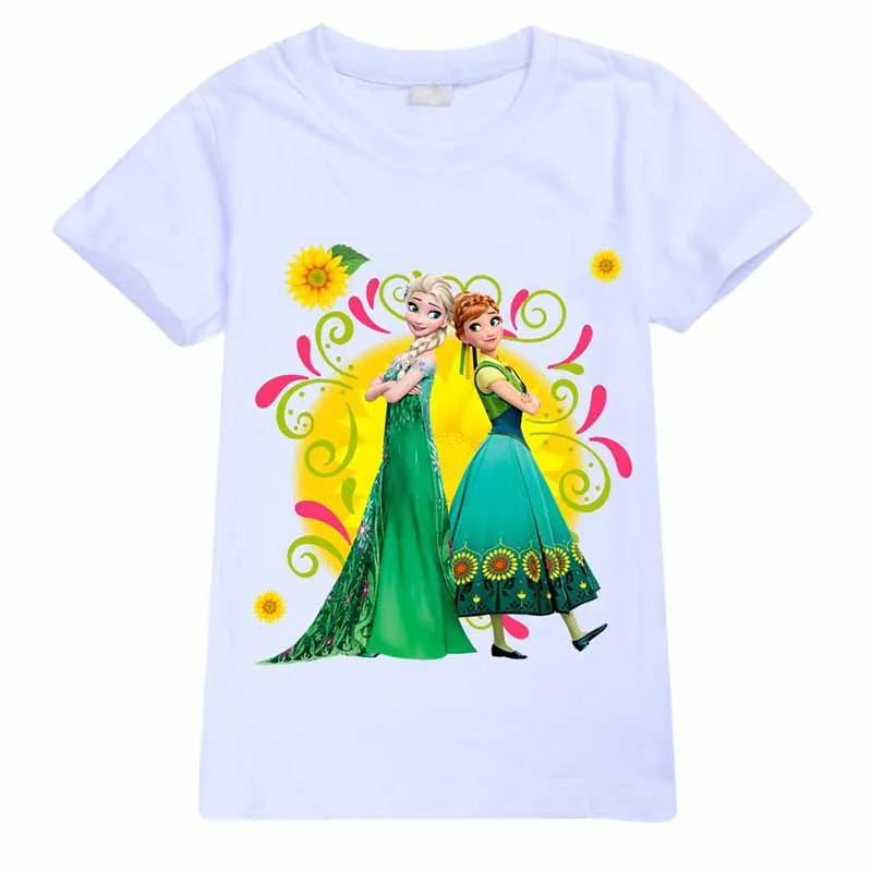 

Summer Diney Cartoon Short Kids' Shirt Frozen Elsa Sisters Princess Casual Short-sleeved Outfits Top Cute T Shirts Girls Tees