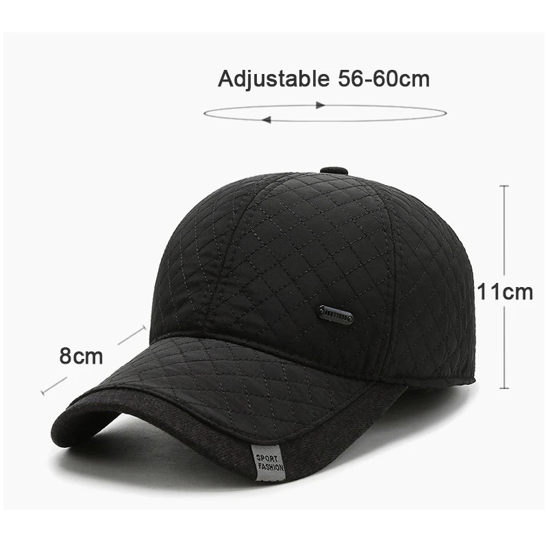 Thicker Baseball Cap Men Warm Autumn Winter Trucker Hat With Earflaps Middle-aged Elderly Hat Ears Protected Visors Dad Caps images - 6