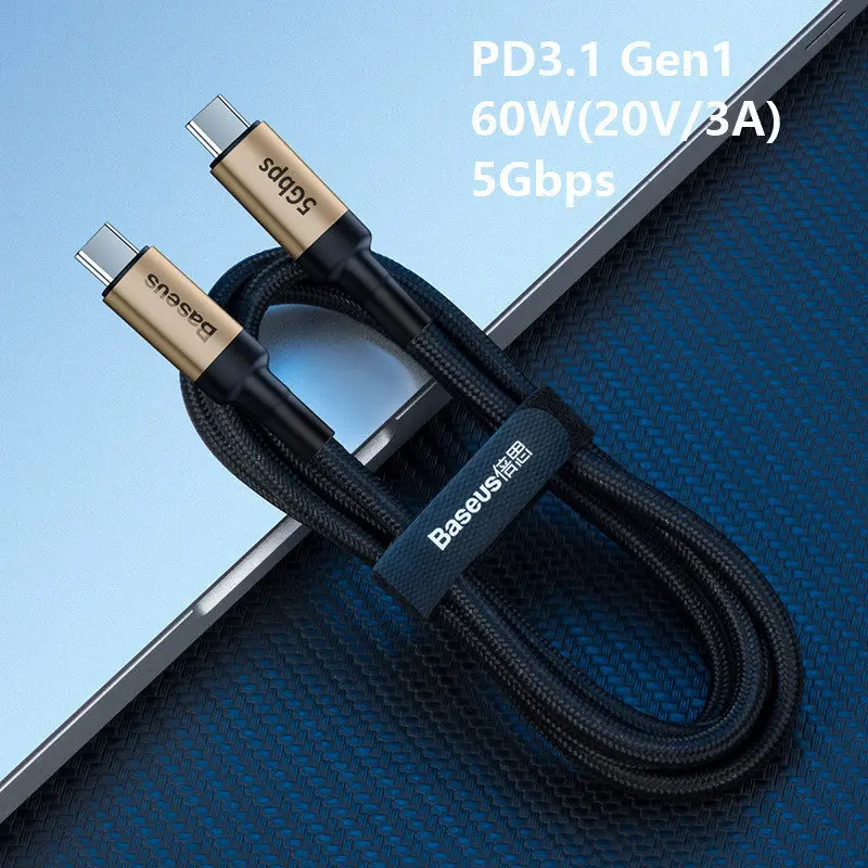 Baseus usb type C к USB C кабель для samsung S9 S8 Note 9 8 PD3.1 QC3.0 60 Вт Быстрое Зарядное устройство USB C кабель для Macbook Pro huawei P20 - Цвет: Черный