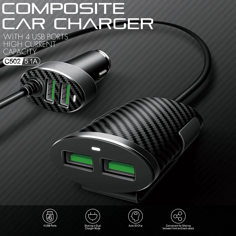 Зарядное устройство Usb для автомобильного прикуривателя Xiaomi адаптер зарядное с 4