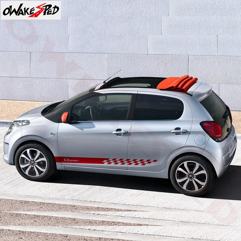 2PCS Auto Vinyl Decals Car Door Side Stripes Skirt Decor Sticker For-Citroen C3 Sport Styling Accessories Stickers | Автомобили и
