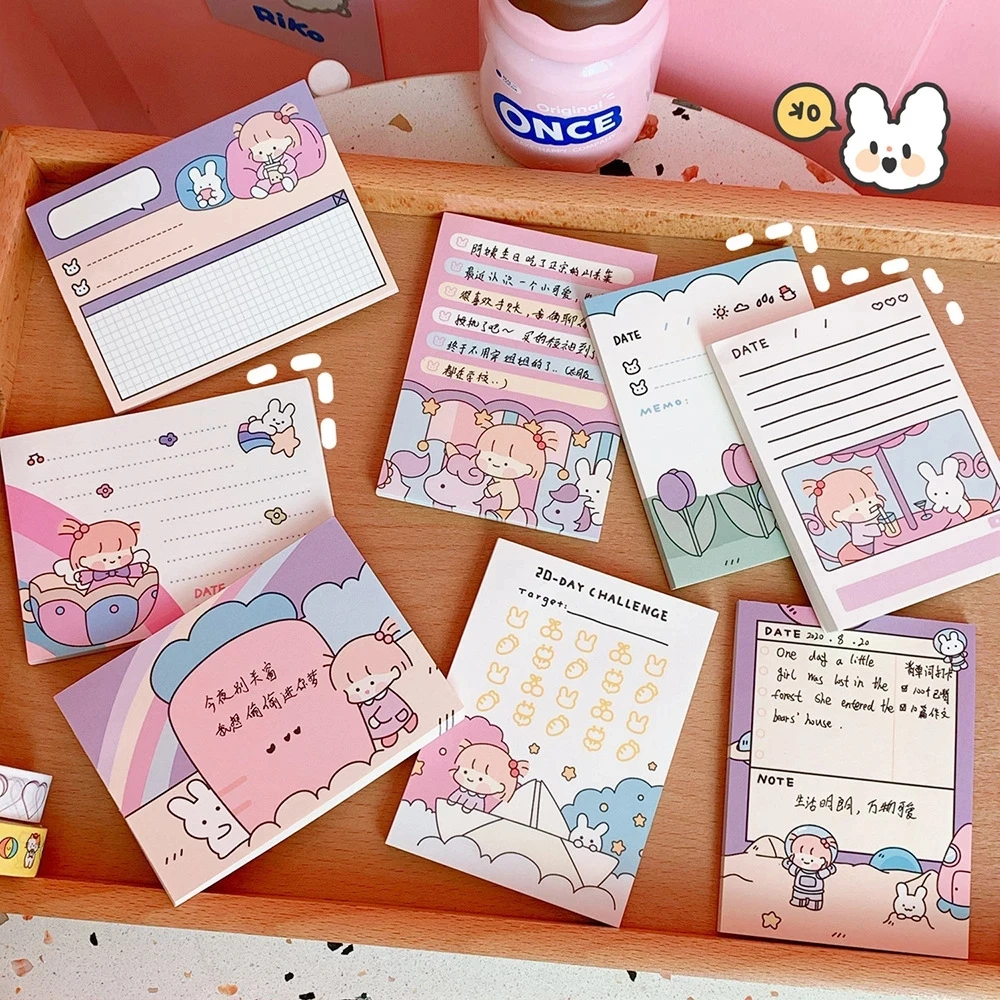 

50 Sheets Korea Cartoon Creative Cute Girl Heart Memo Pad Student Memo Sign This Student Convenience Sticker Label