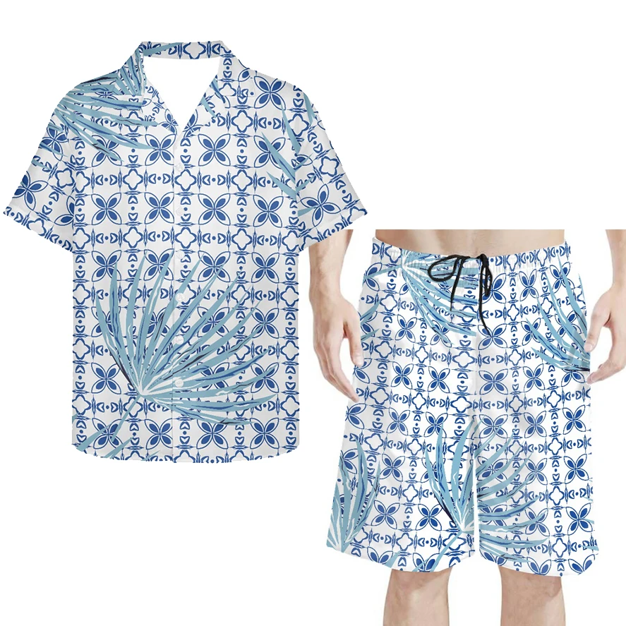 HYCOOL 4xl размера плюс Летний мужской комплект с принтом Мужская Гавайская