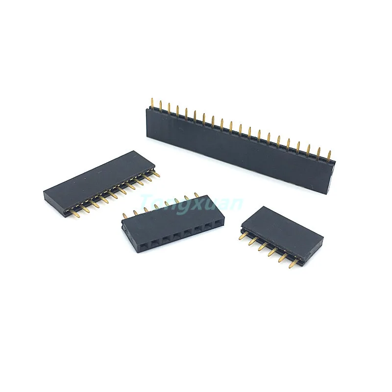 10pcs 2.54mm Single Row Pin Female Header Socket 1*2p 3p 4p 5p 6p 7p 8p 9p 10p 12p 14p 15p 16p 20p 25p 30p 40p Connector | Обустройство