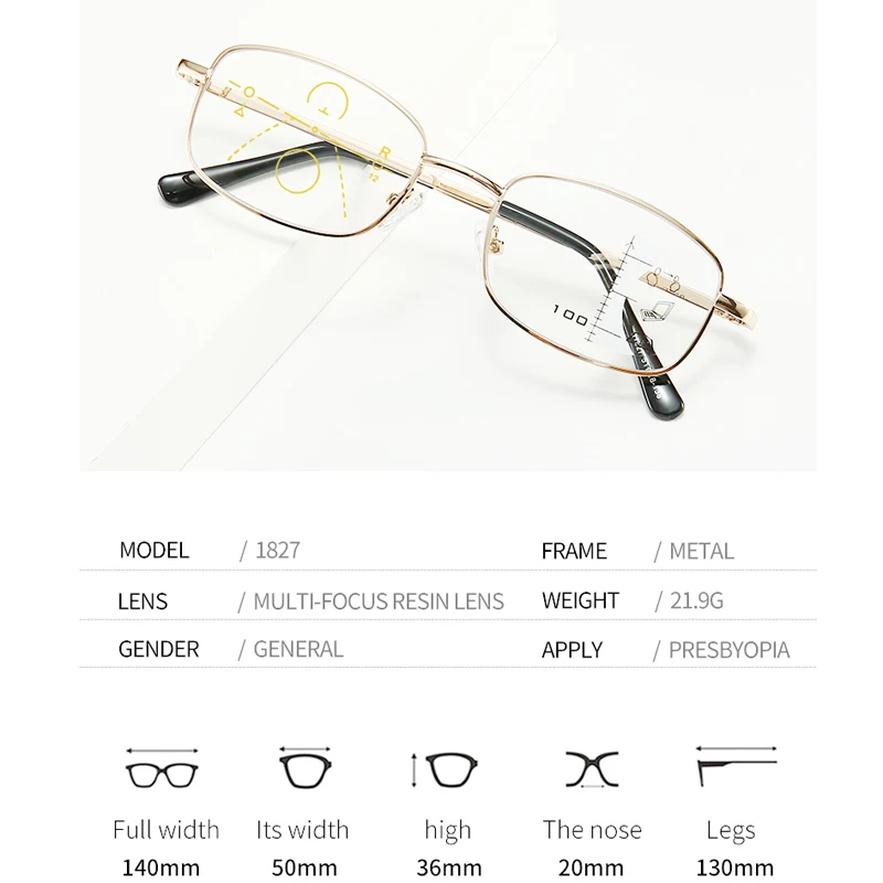 Металлические прогрессивные многофокальные очки для чтения VCKA бифокальные